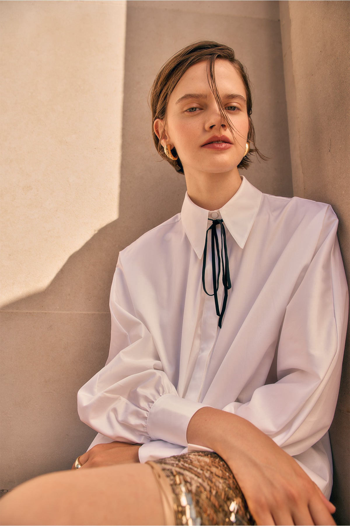 WHITE POPLIN BUTTONED SHIRT