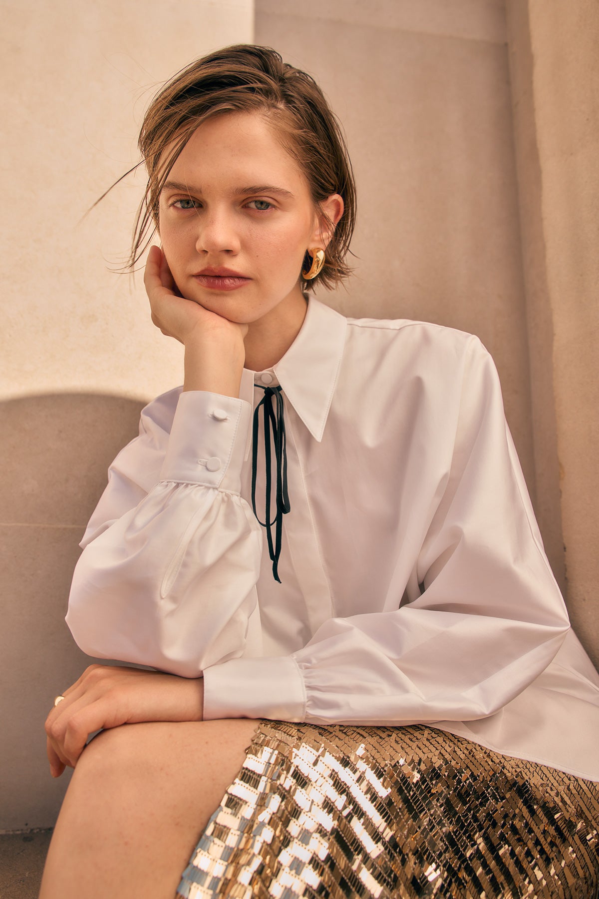 WHITE POPLIN BUTTONED SHIRT