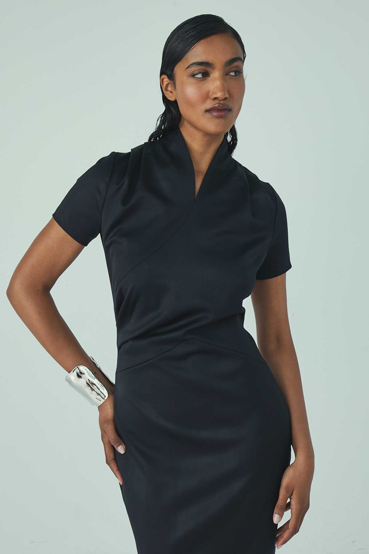 BODYCON BLACK TWILL DRESS